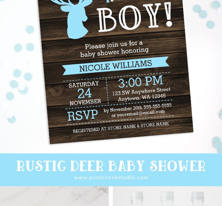 Rustic deer baby shower boy