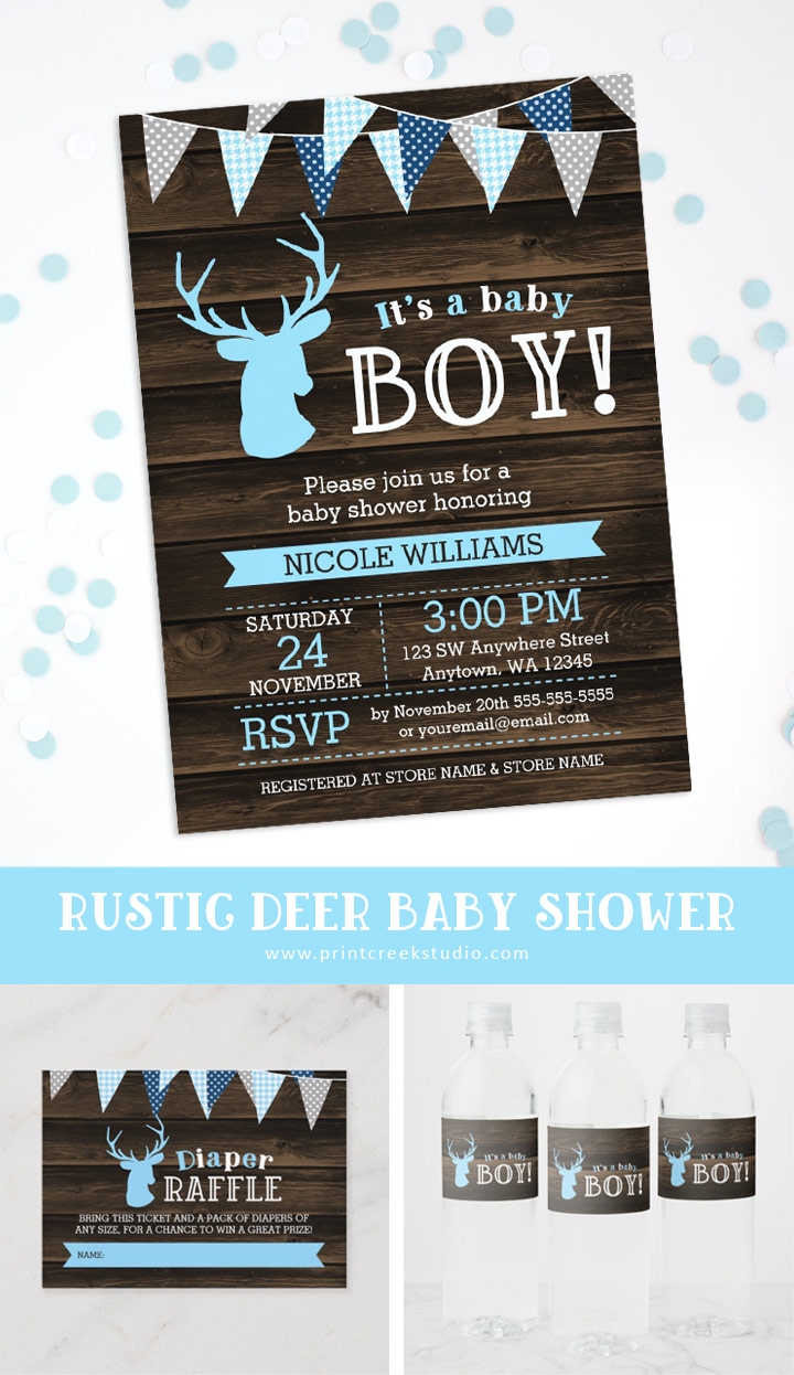 Rustic deer baby shower boy