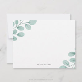 Watercolor Eucalyptus Personalized Stationery Note Card
