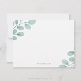 Elegant Watercolor Eucalyptus Stationery Note Card