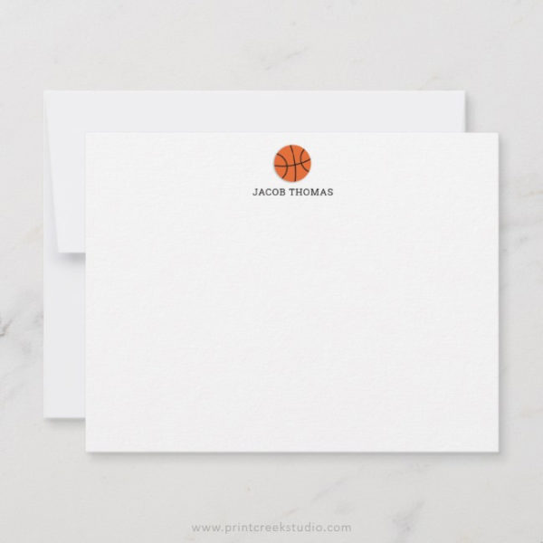 Basketball Personalized Kids Stationery Note Card - Print Creek Studio Inc