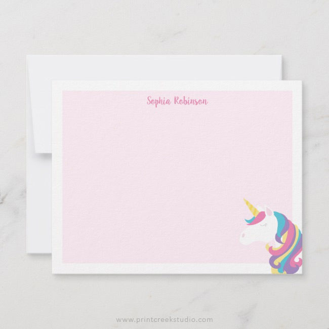 Cute Unicorn Kids Personalized Stationery Set