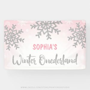 Cute Winter ONEderland Birthday Banners - Print Creek Studio Inc