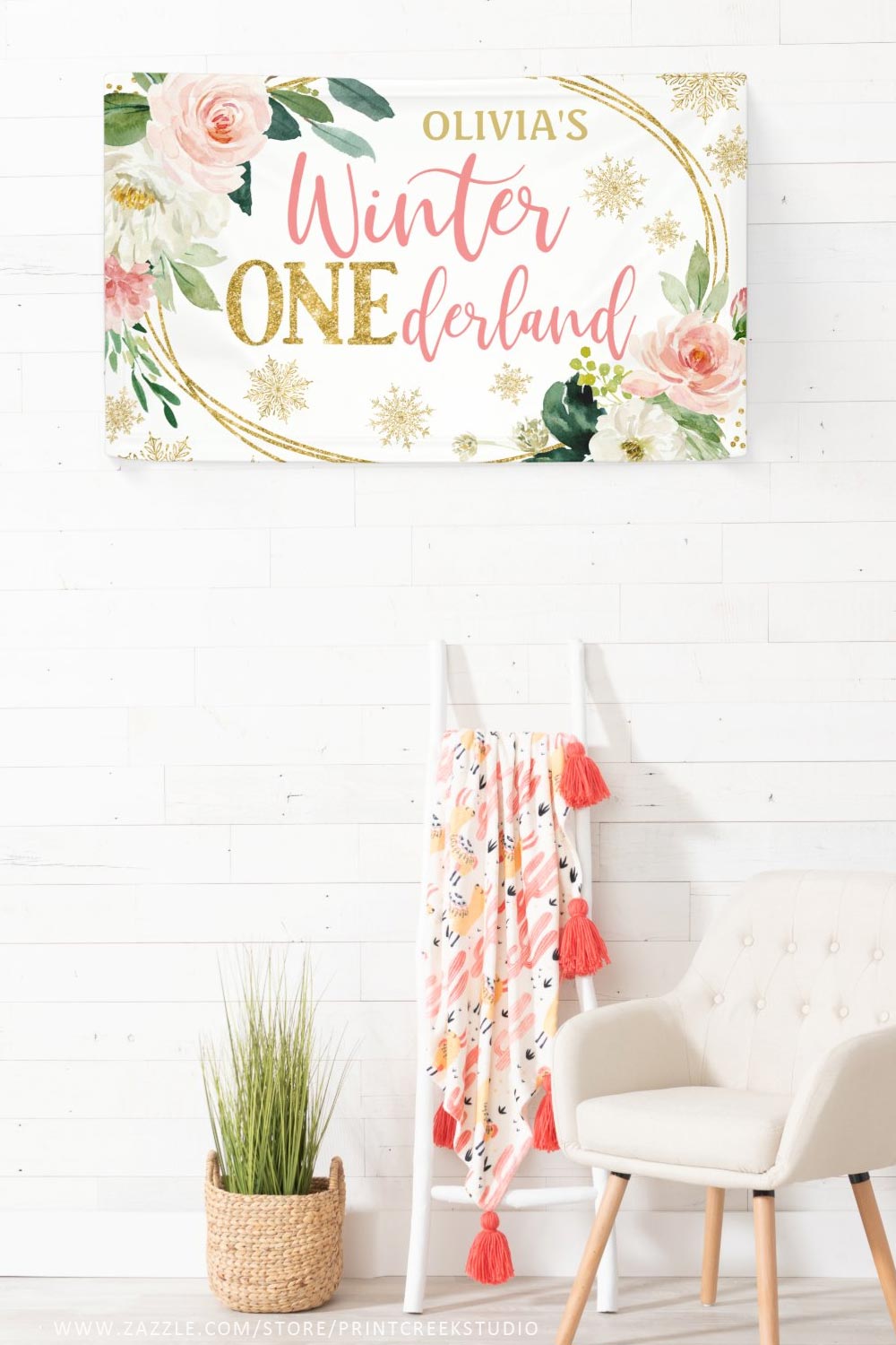 Winter ONEderland birthday banner for a girl 1st birthday.