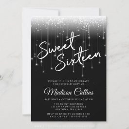 Black and White Sweet 16 Invitation