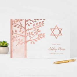 Rose Gold Tree of Life Bat Mitzvah Guest Book