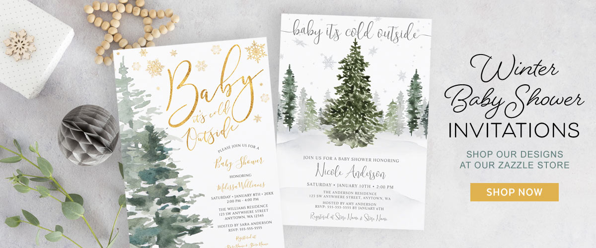 Winter baby shower invitations