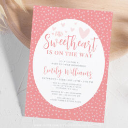 Little Sweetheart Pink Valentine Girl Baby Shower Invitation