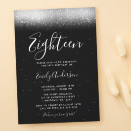 Glam Black and White 18th Birthday Invitation