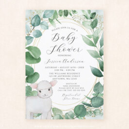 Eucalyptus Greenery Lamb Baby Shower Invitation Template