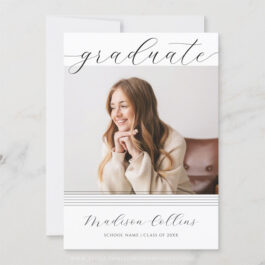 Minimalist Lines Graduation Party Photo Invitation