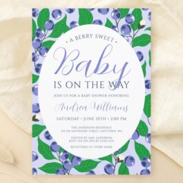 Sweet Blueberry Blue Baby Shower Invitation Template