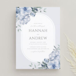 Elegant Modern Dusty Blue Floral Wedding Invitation