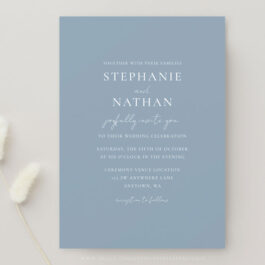 Modern Dusty Blue Minimalist Wedding Invitation