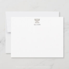 Elephant Kids Personalized Stationery Flat Note Card
