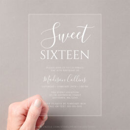 Modern Elegant Script Sweet 16 Acrylic Invitations