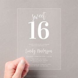 Modern Minimalist Sweet 16 Acrylic Invitations