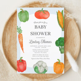 Farmers Market Blue Baby Shower Invitation