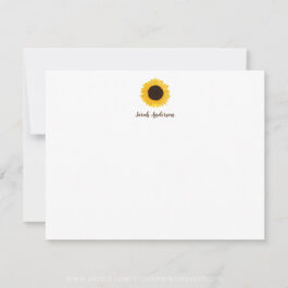 Yellow Sunflower Personalized Stationery Flat Note Card