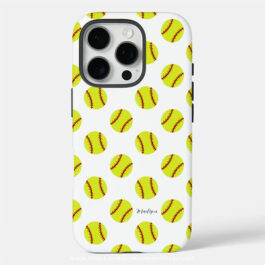 Cute Softball Pattern Personalized Name Case-Mate iPhone Case