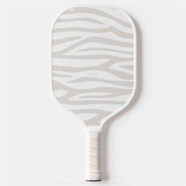 Modern Taupe Zebra Print Personalized Pickleball Paddle
