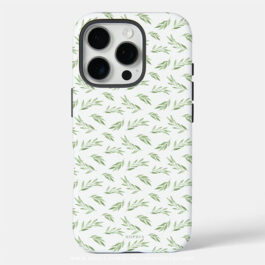 Sage Green Spring Leaves Personalized Name Case-Mate iPhone Case