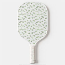 Sage Green Spring Leaves Personalized Name Pickleball Paddle