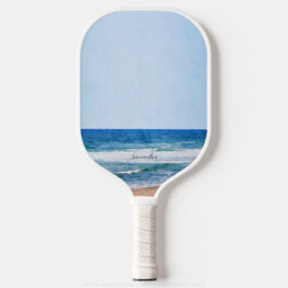 Watercolor Ocean Beach Personalized Pickleball Paddle
