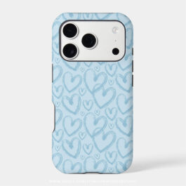 Modern Brush Heart Pastel Blue Pattern Case-Mate iPhone Case