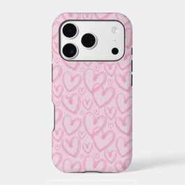 Modern Brush Heart Pastel Pink Pattern Case-Mate iPhone Case